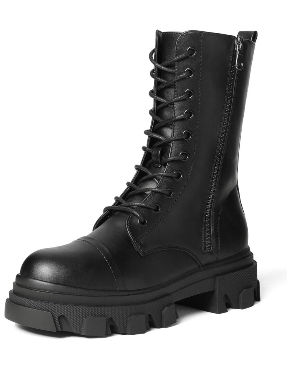Women's Combat Boots Lace up Mid Calf Boots